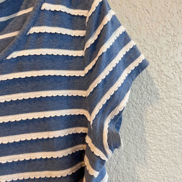 ModCloth Blue White Ricking Stripe Top - Picture 2 of 6